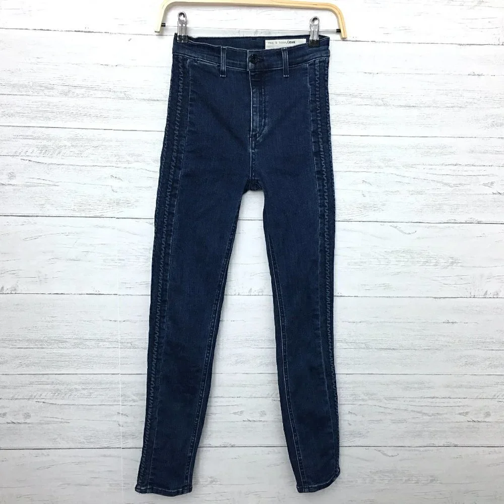 Rag & Bone Women's Jeans Skinny Side Leg Detail Dark Wash size 25 length 28